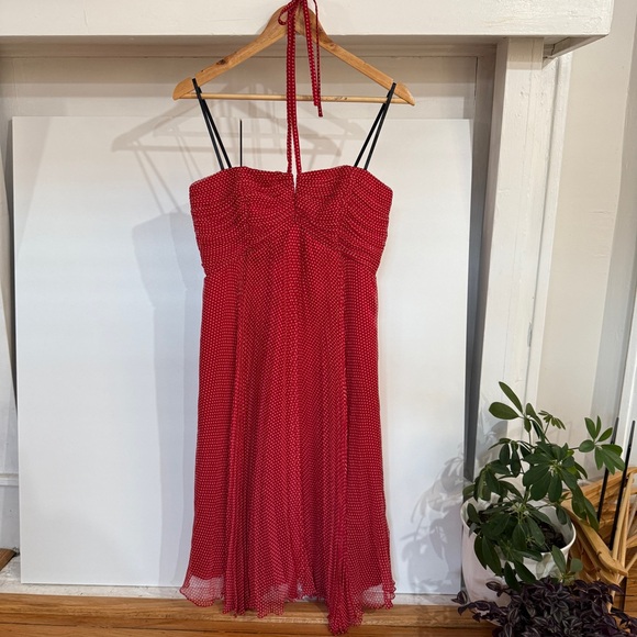 Laundry Shelly Segall Silk Polka Dot Halter Neck Dress - Picture 1 of 11